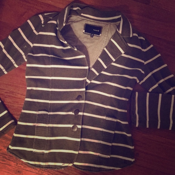Hurley forest green & white striped jacket blazer - Picture 1 of 6